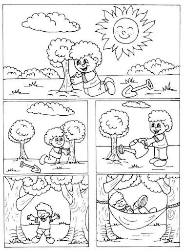 Descrever e colorir histórias para crianças